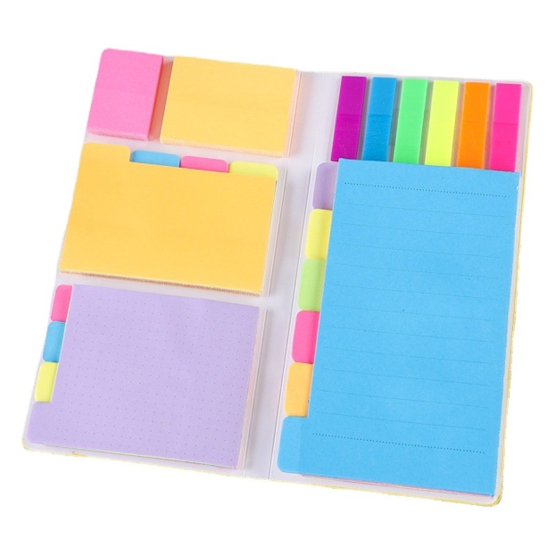 Libro de notas adhesivas de oficina comercial transfronteriza fluorescente multicolor nota adhesiva en stock cuaderno multifuncional de color