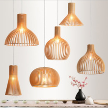 北歐簡約創意木質餐廳燈現代客廳卧室咖啡廳吧台木藝個性吊燈燈具