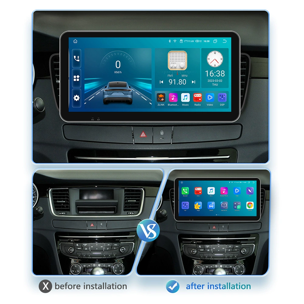 Подходит для Peugeot 508 (2011–2018) — автомобильная навигация GPS центральный блок CarPlay большой экран с функцией камеры заднего вида всё-в-одном