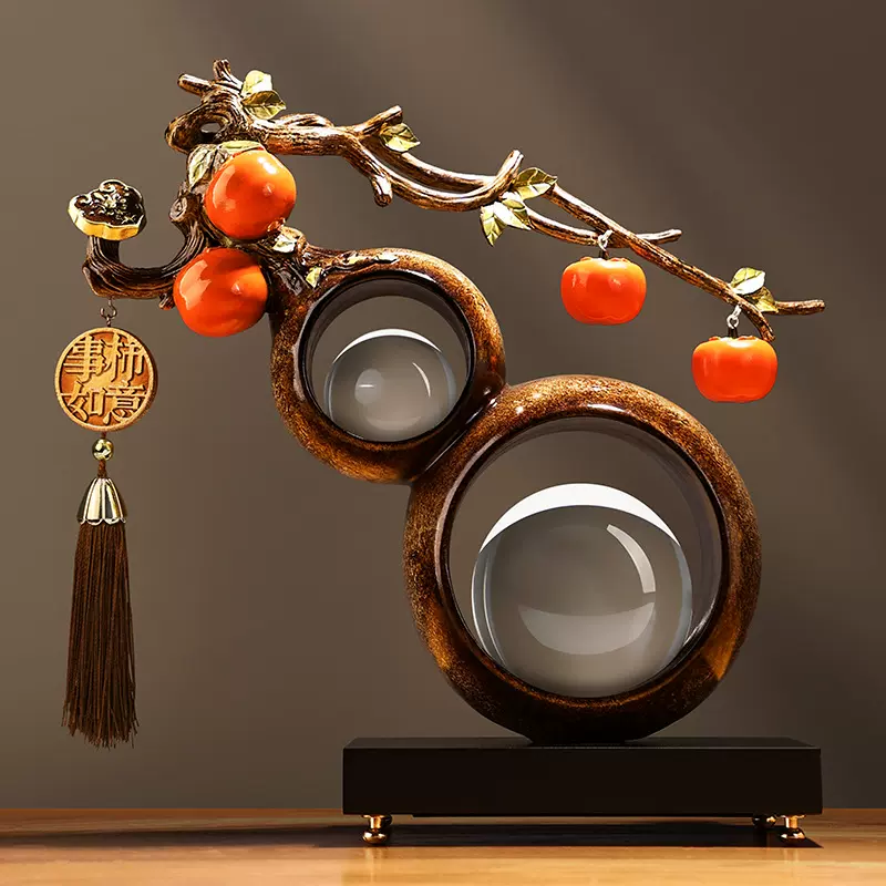 贝汉美新中式水晶葫芦树脂摆件客厅办公室乔迁搬家节日商务礼品