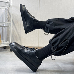 Pigskin Men's Business Laced Korean Style Casual Men's Shoes British Trend Thick Heel Height Men's Formal Shoes D16-Q