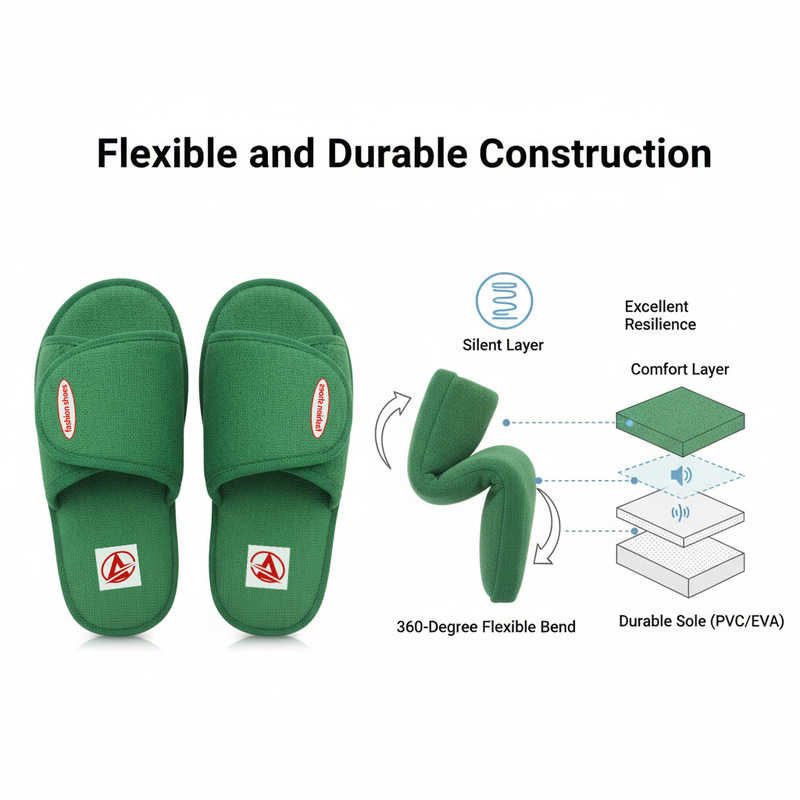 Cross-Border New Model Amazon Home Slippers, Silent Towel Slippers with Adjustable Velcro, Suitable for All Seasons, Supports Customization