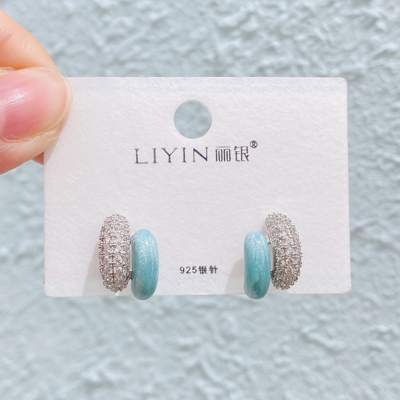 Liyin/Libeliying ドーパミンドロップ釉薬ペイントイヤリングニッチ春夏甘くて絶妙な s925 シルバー針イヤリング|undefined