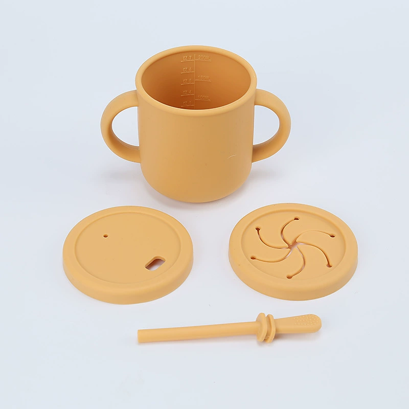 Children's silicone glass, handle, high quality straw with glass, fall protection, internet celebrity