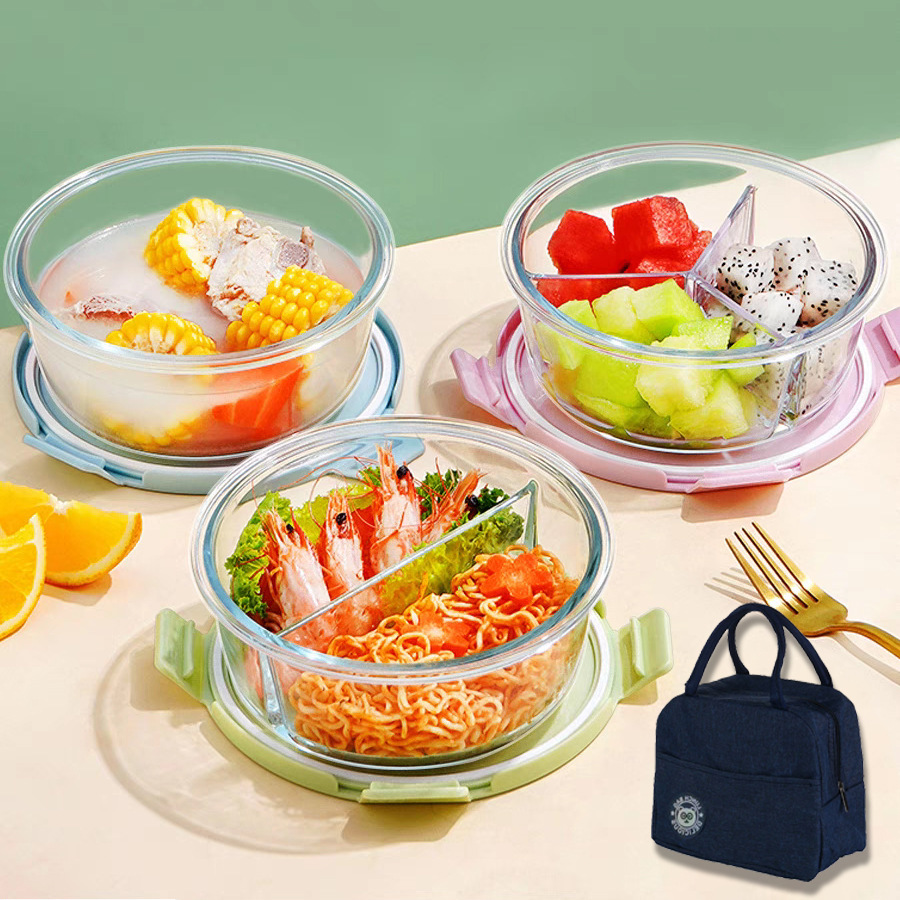 El juego de loncheras de vidrio se puede calentar en un horno microondas