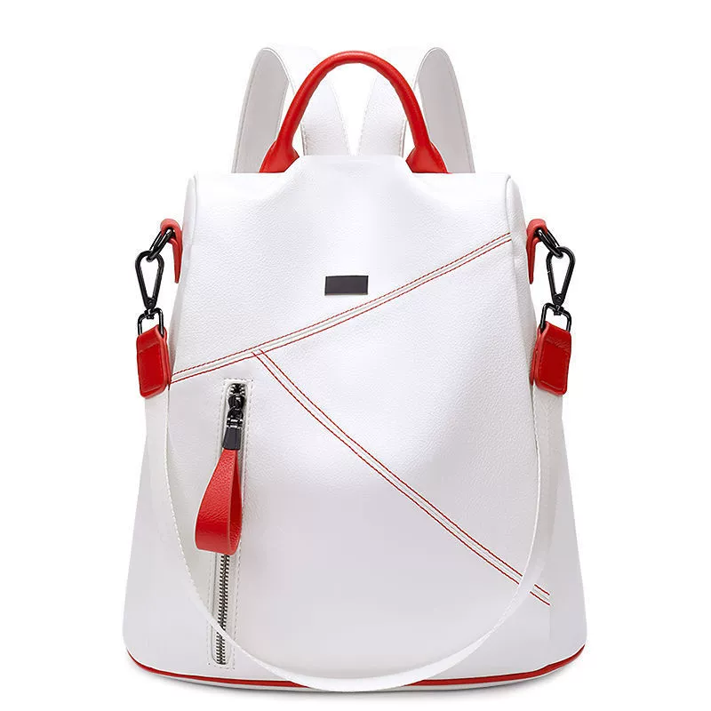 Backpack, fashionable shoulder bag, leather capacious travel bag, genuine leather, Korean style