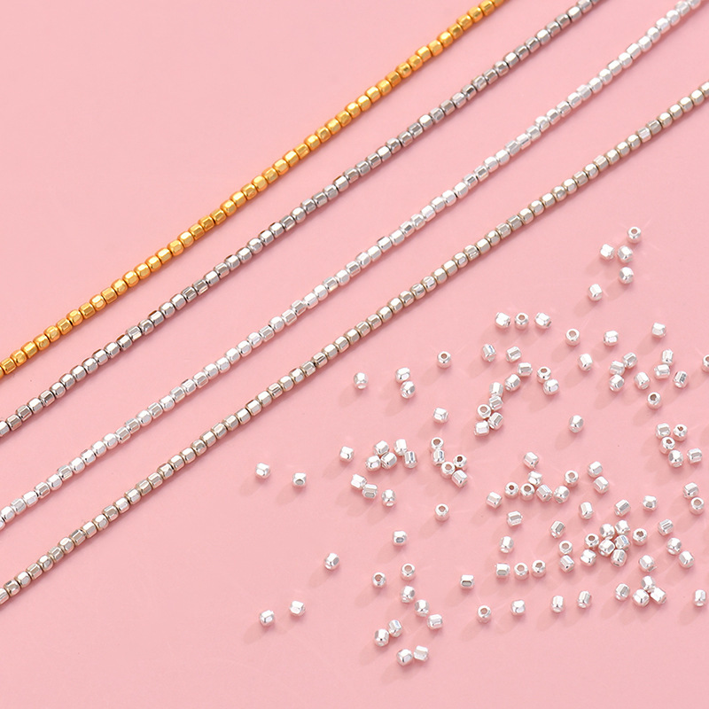 S925 pure silver sesame beads and rice-shaped spacer beads DIY bracelet stringing, starry sky necklace beading, mini loose bead accessories S925 pure silver sesame beads and rice-shaped spacer beads DIY bracelet stringing, starry sky necklace beading, mini loose bead accessories