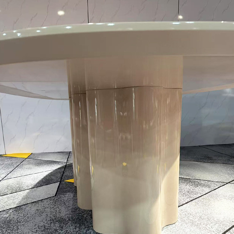 家用客厅餐厅椭圆型桌子现代简约休闲洽谈桌意式轻奢奶油风餐桌|undefined