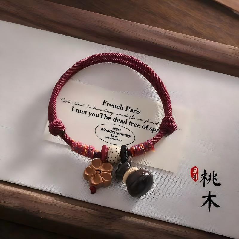 新中式红绳 手绳 护身手绳宝宝女儿童国风爆款男本命年防惊吓桃木