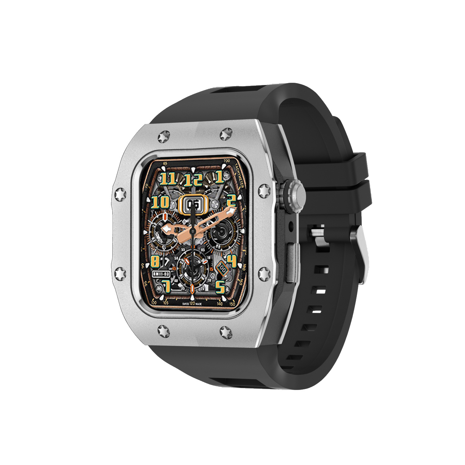 Adecuado para Apple Watch modificación Shell Apple reloj protector Shell integrado Correa armadura caja de metal 44/45