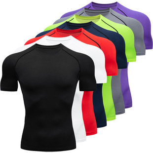 Fitness Clothing Men's Breathable Quick-Drying Short-Sleeved Basketball Running Fitness Training Clothing High Elastic Thin Pro Sports Bodysuit T-Shirt