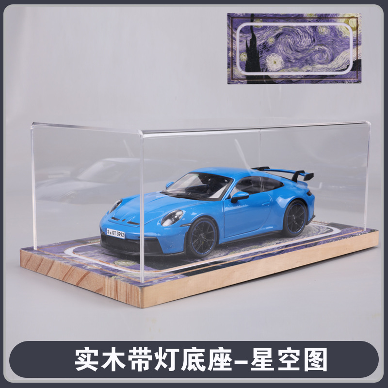 1/18 car model storage box hot bending integrated transparent acrylic display box with light bottom model storage box