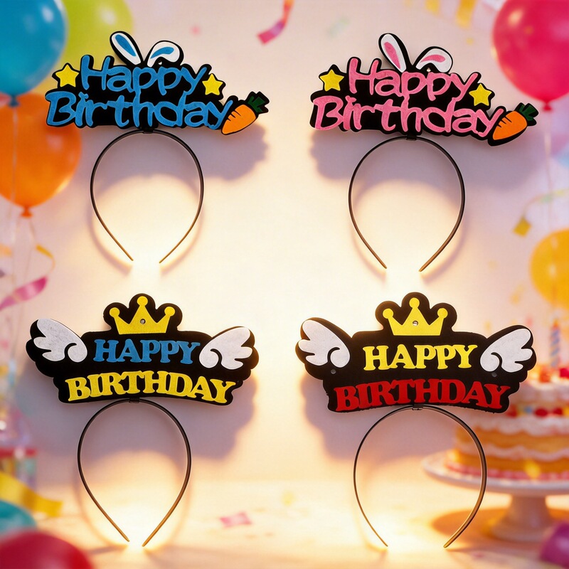 Wholesale Cake Shop Luminous Birthday Hat Party Luminous Headband Hat Children Adult Party Internet Celebrity Flash Hat