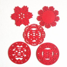 批发喜字毛毡杯垫节日餐垫生产加工新年喜庆装饰婚庆用品隔热餐垫
