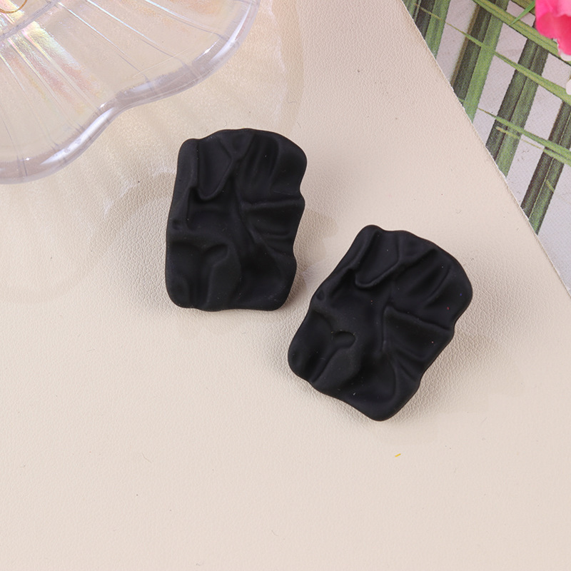 新しい夏の新鮮でハイエンドのキャンディーカラーの不規則なプリーツスクエアアクリルシンプルで多用途なイヤリング|undefined