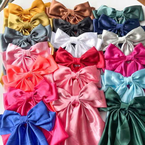 Cross-border best-selling color satin ribbon butterfly clip large-sized hair clip spring clip solid color hair clip for women with hair accessories at the back of the head