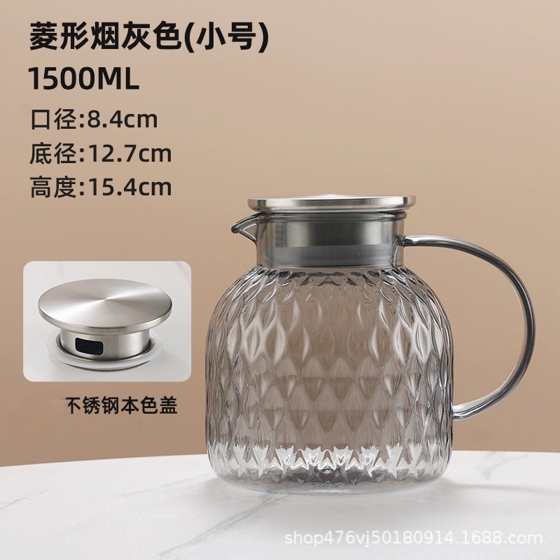 1500ML 회색 짧은 마름모 주전자 강철 뚜껑