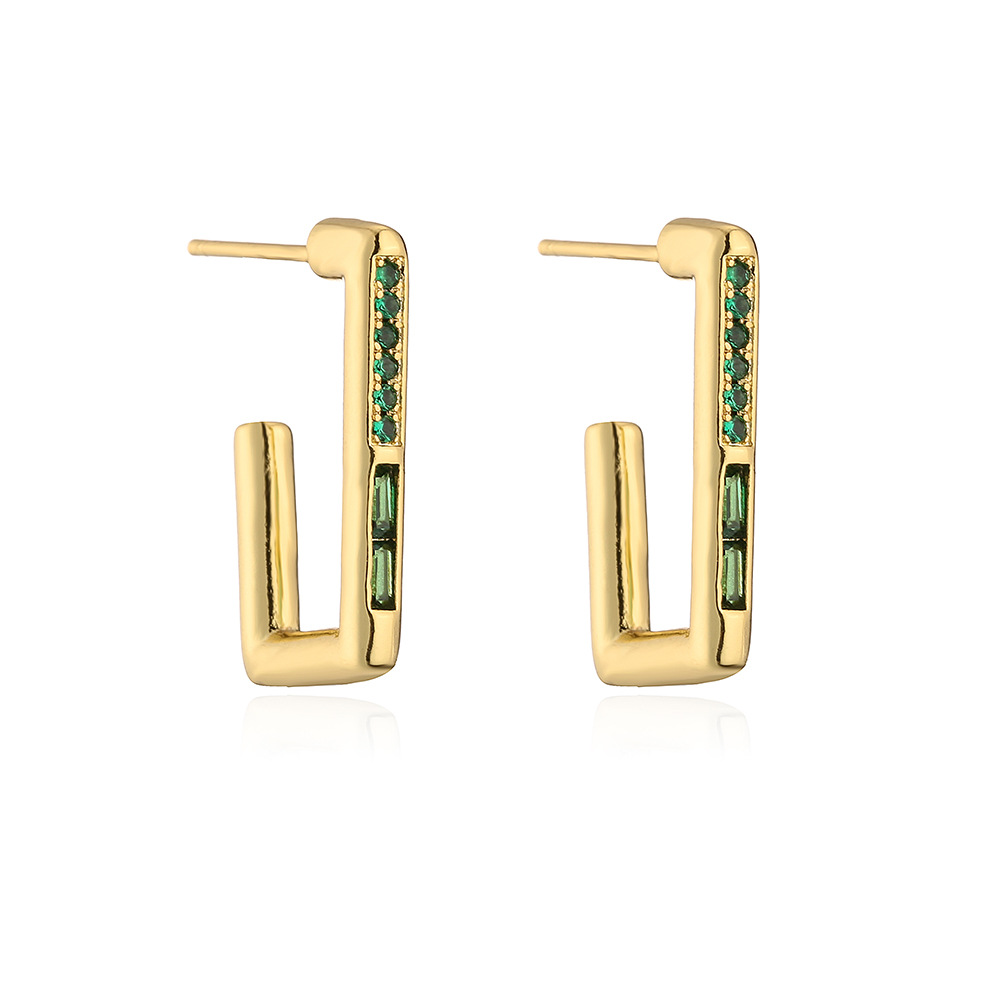 Fashion Geometric Copper Inlay Zircon Ear Studs 1 Pair