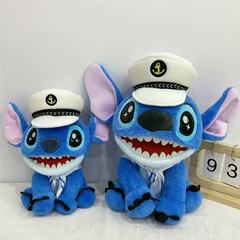 新款动漫海军史迪奇娃娃可爱毛绒玩具史迪奇公仔居家装饰摆件批发