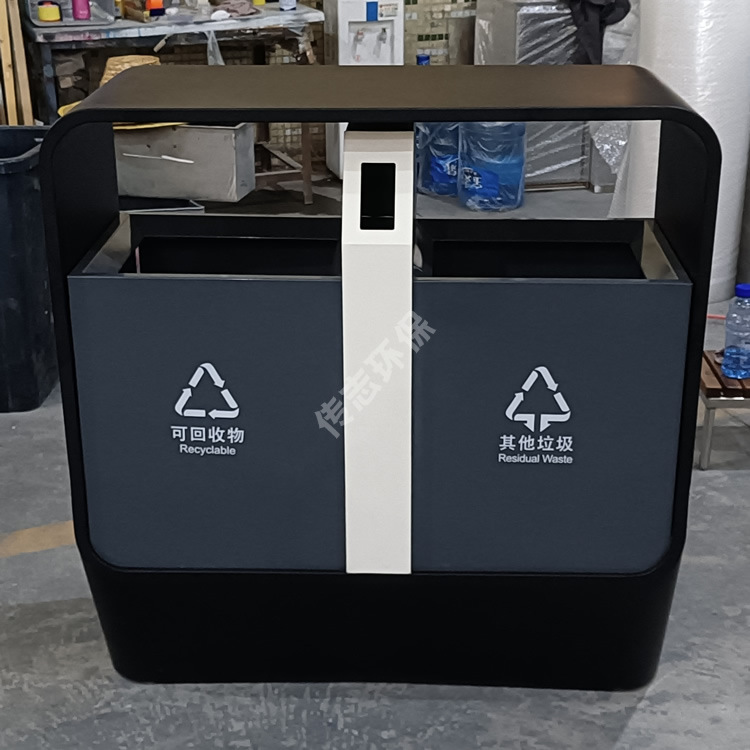 户外市政道路不锈钢分类垃圾箱厂家 物业小区环卫喷塑金属果皮箱