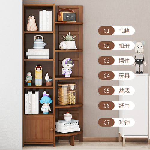 Wholesale corner bookcase floor-to-ceiling living room storage cabinet wall corner corner storage rack triangle room corner cabinet corner