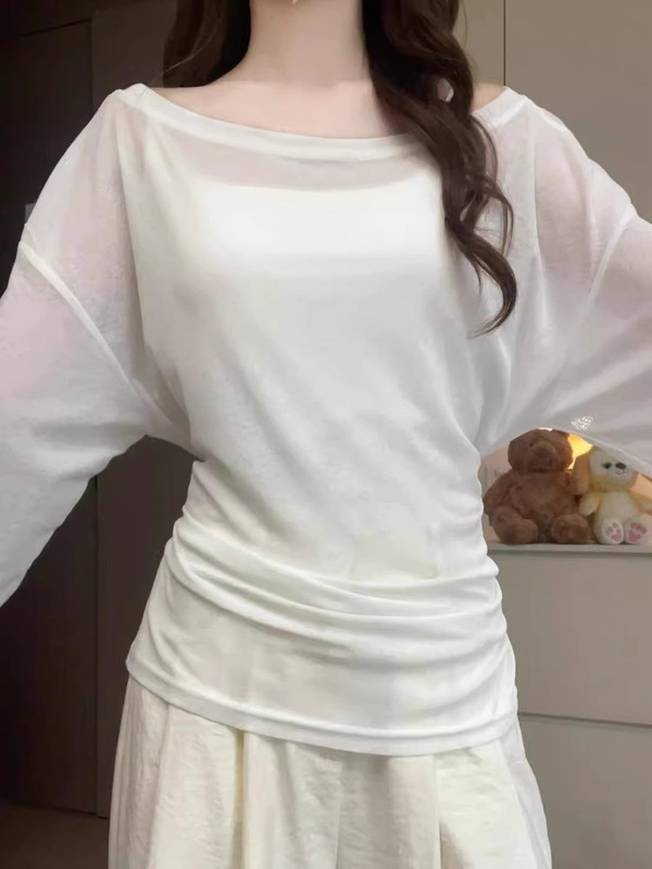 2025新款夏季薄款粉色冰丝海边绑带防晒罩衫女凉感微透甜辣妹t恤|undefined