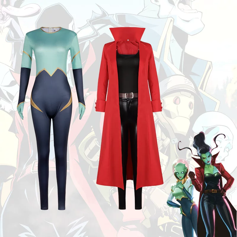 DC Bio Коммандо Coswear невеста Красная кожаная одежда Леди Франкенштейн Франкенштейн Косплей Костюм косплея