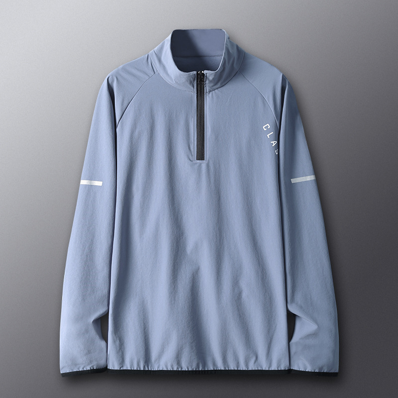 Camiseta de carrera de hombre, entrenamiento deportivo, ropa de ejercicio, ropa de primavera, camisa de manga larga, media cremallera