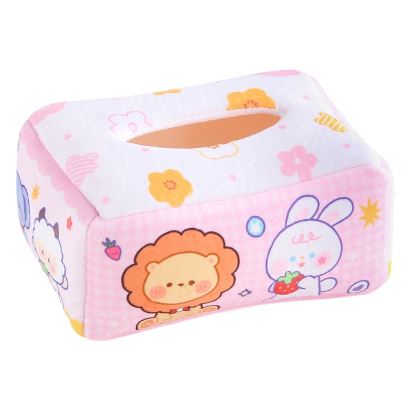 Bebé educativo educación temprana libro de tela caja de juguetes bebé sonando papel de tela libro de simulación animal rosa caja de pañuelos sin lágrimas