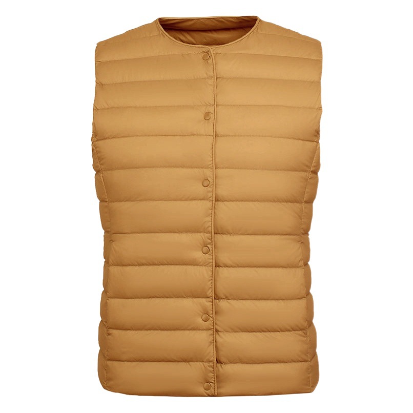 90 velvet women's liner waistcoat light down jacket women's Pinghu wholesale round neck plus size thin light winter coat