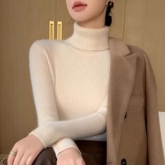 高级高领针织堆堆针织衫秋冬修身2025打底毛衣新款上衣显瘦