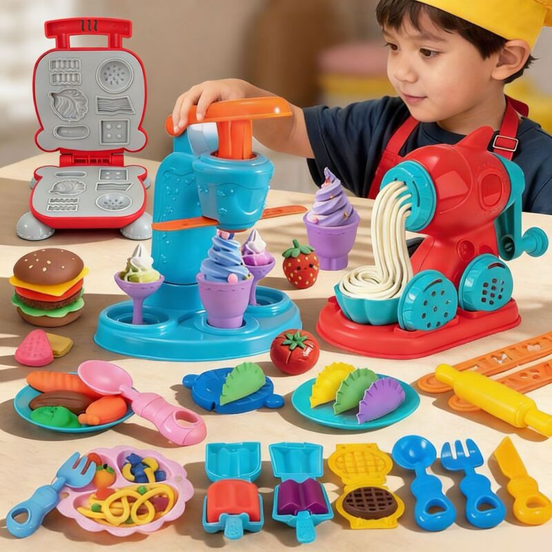 Specially Designed for Russia: Clay Noodle Machine, Ice Cream Maker, Pretend Play DIY Children's Toy, Playdough Mold Set