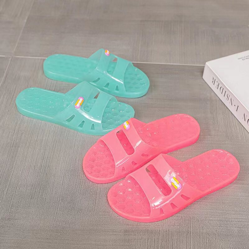 Slippers for Women Summer Home Pvc Bathroom Slippers Jelly Transparent Women's Slippers Fashionable Home Indoor Pure Color Slippers