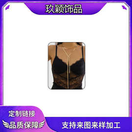 欧美新款铜质女士长款金色项链镀金扭纹蛇链Y型项链时尚饰品