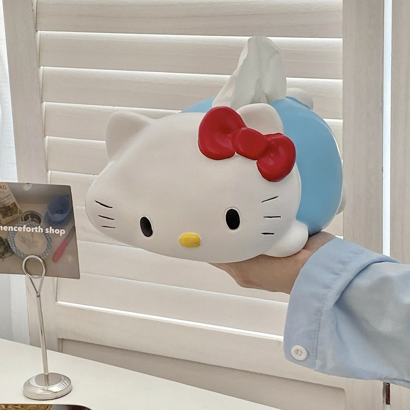 可爱猫咪纸巾盒新款树脂桌面抽纸盒卡通摆件家用客厅卫生间厕纸盒|undefined