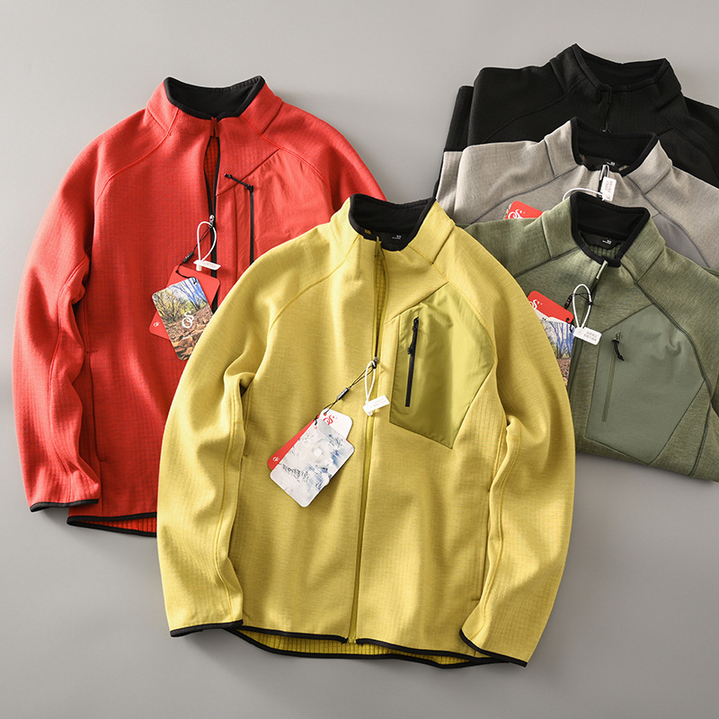 High-Quality Men's Technical Checkered Cotton Outdoor Quick-Dry Thermal Insulation Warm Cotton Half-Zip Sweatshirt Base Shirt Trendy