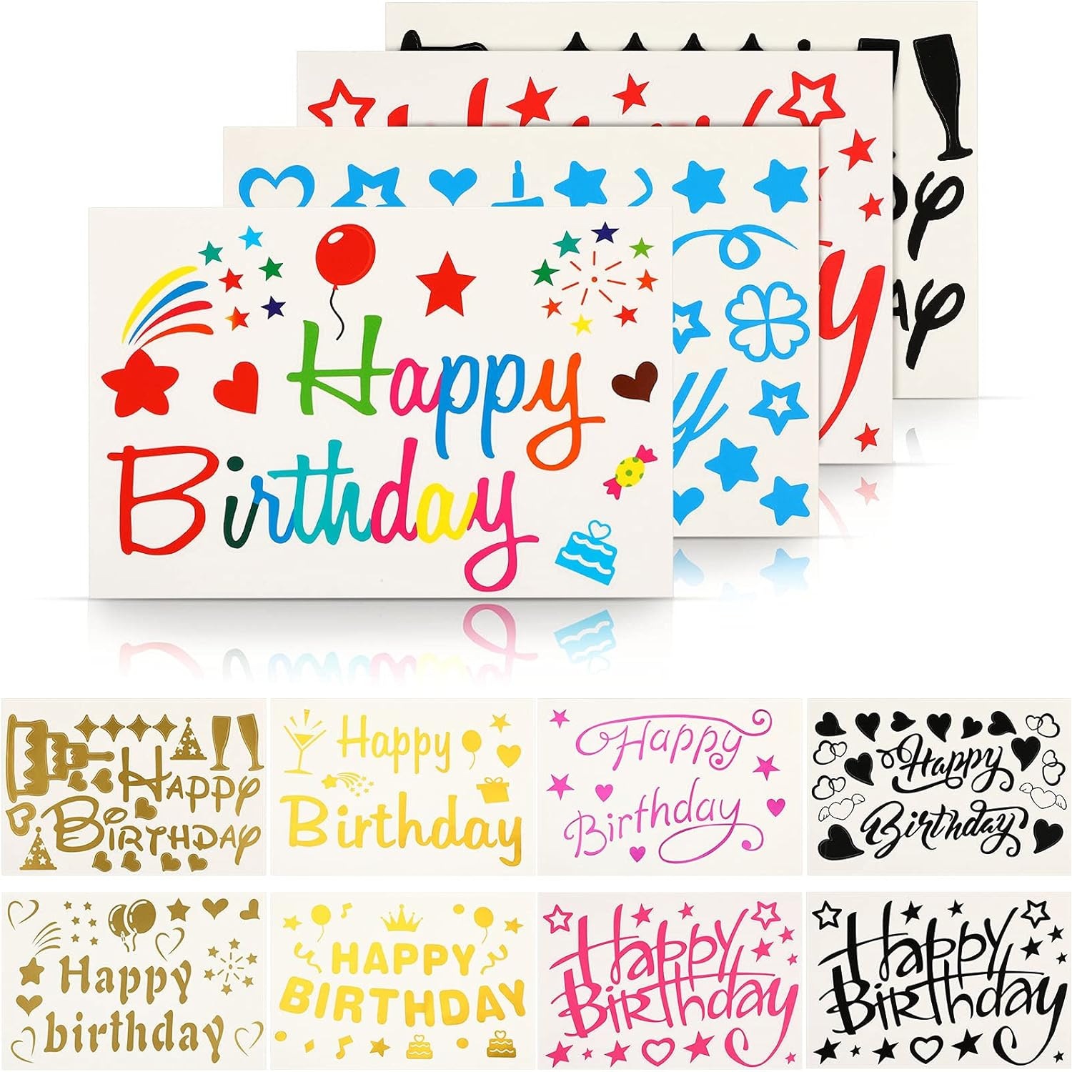 Caja de regalo de flores de comercio exterior pequeña tarjeta de felicitación colorida pegatinas de globo de cumpleaños DIY decoración de fiesta de gran tamaño image 1