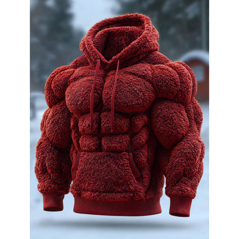 Amazon European and American Cross-Border Independent Station New Men's Casual Sports Hooded Sweatshirt Chest Muscle Flannel Sweatshirt