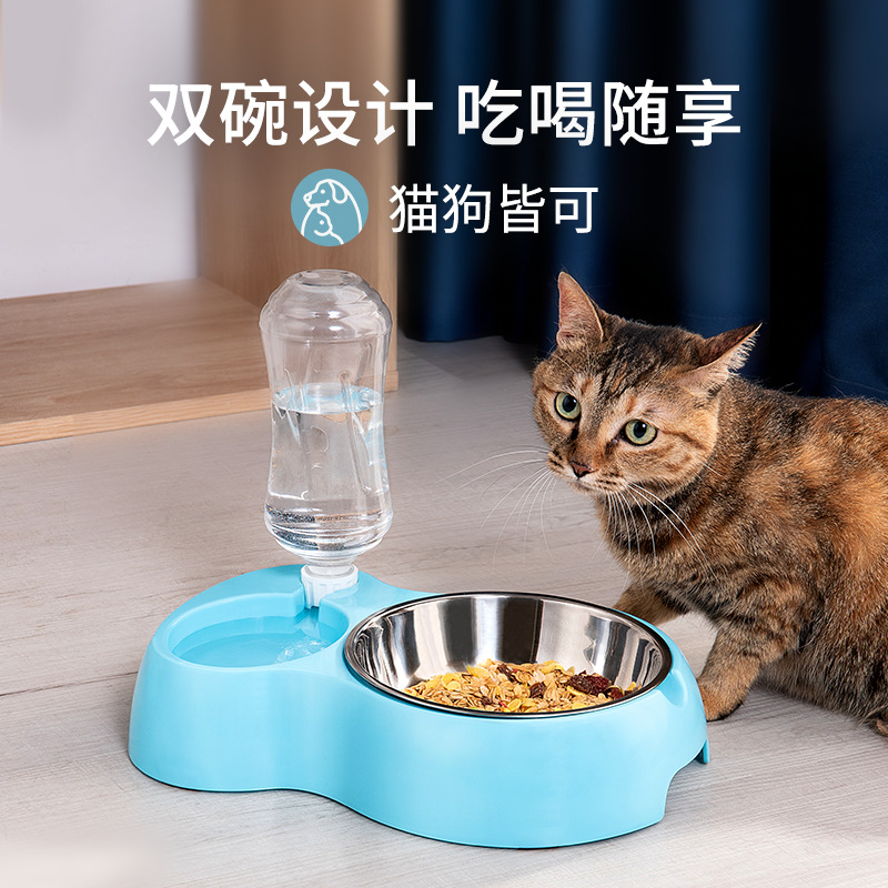 猫碗不锈钢碗防打翻自动饮水猫咪食盆狗碗猫咪水碗饭盆宠物用品