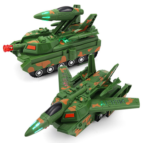 Cross-border electric tank fighter, deformed aircraft, universal travel, lights, music, children's toys, street stalls wholesale