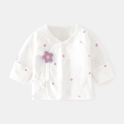 Newborn baby half-back inner clothes boneless pure cotton spring and autumn Velcro pajamas full moon monk clothes baby tops