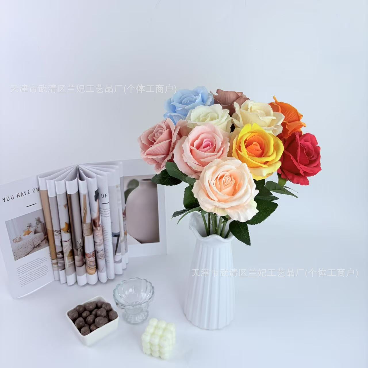 Paño de piel de simulación Acacia rosa flor falsa única flor artificial boda casa auditorio decoración ramo fotografía accesorios transfronterizos