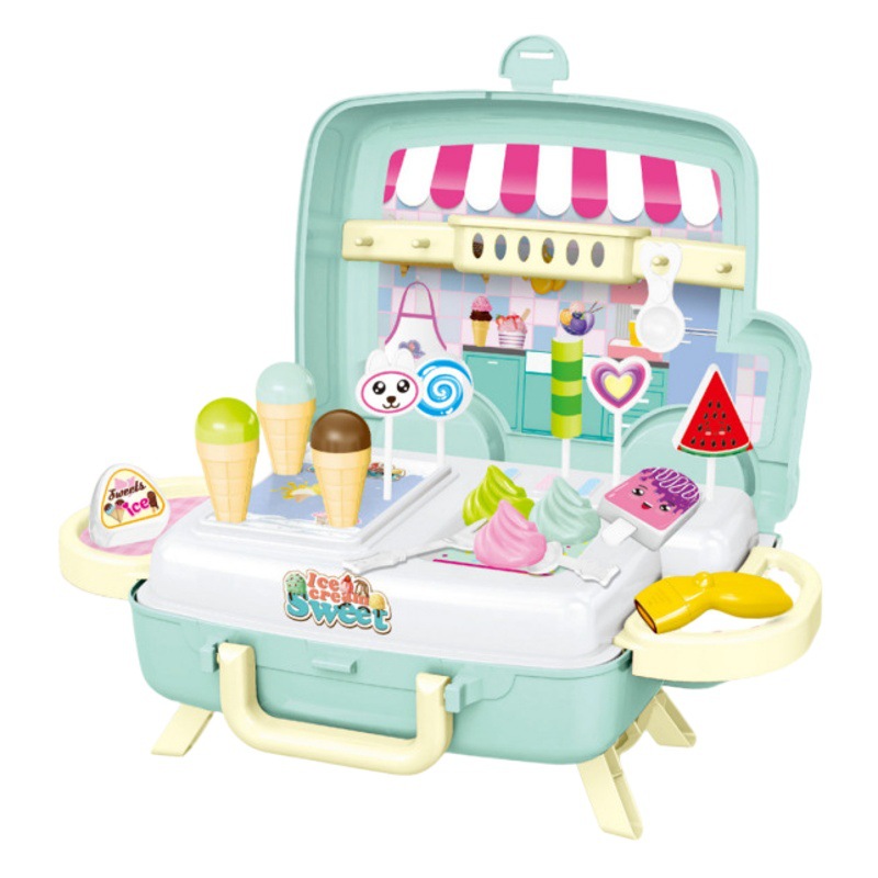 Tire de la bolsa de comedor coche juguete transfronterizo juego casa utensilios de cocina postre carrito de compras Caja de Herramientas niña niños herramientas médicas traje