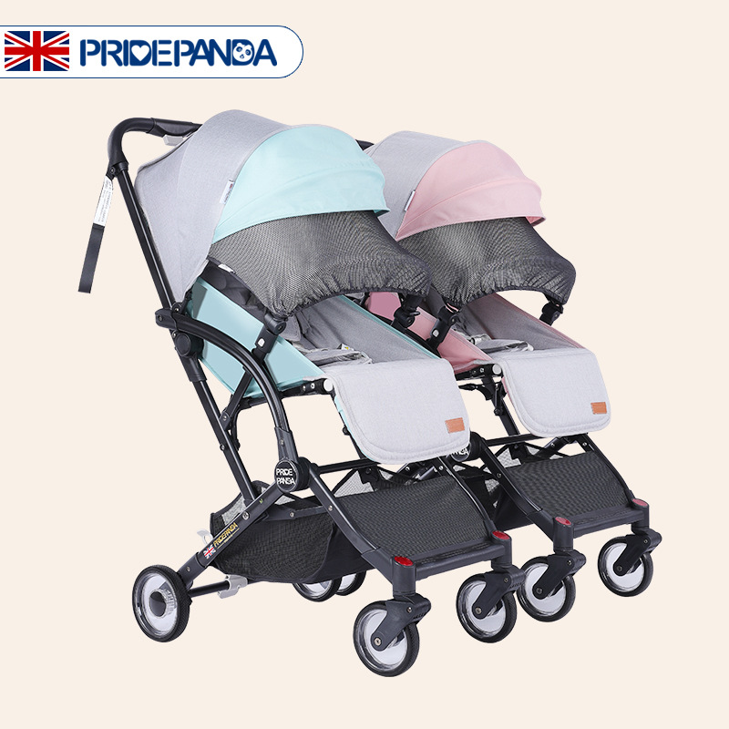 Twin stroller Can sit or lie Single hand second collection With plate light fold Newborn