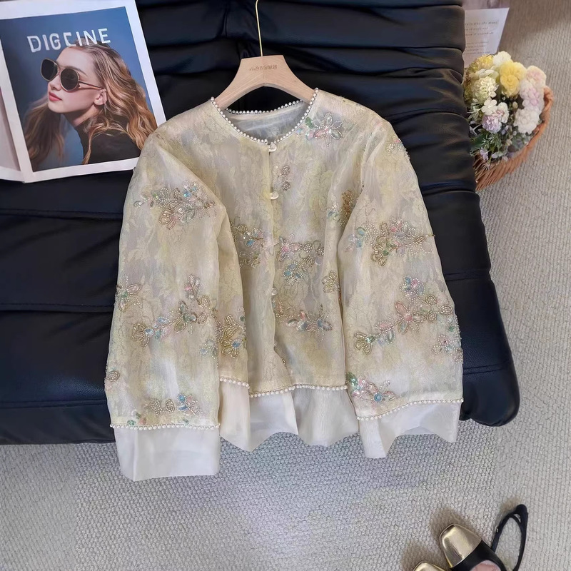 2026 New Model New Chinese Style National Style Handmade Beaded Sequin Short Jacket New Jacquard Elegant Top Cardigan Versatile 2026 New Model New Chinese Style National Style Handmade Beaded Sequin Short Jacket New Jacquard Elegant Top Cardigan Versatile
