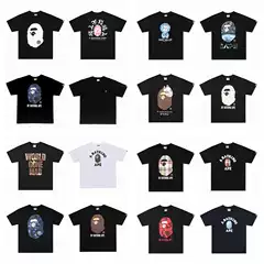 250 grams weight correct version of the tide brand BAPE summer new short sleeve t-shirt men and women couples loose ape head half sleeve