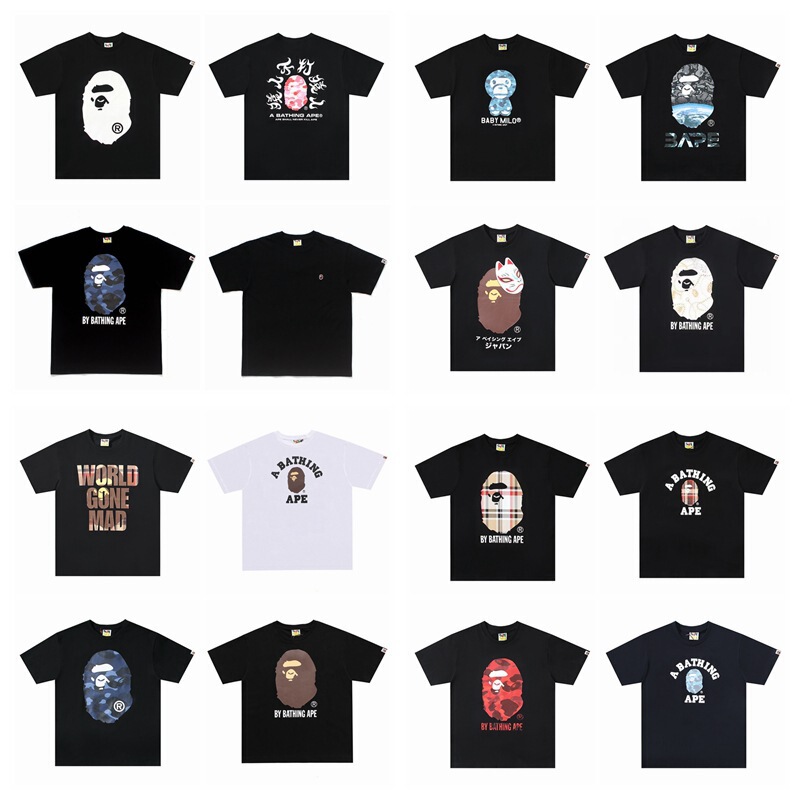 250 grams weight correct version of the tide brand BAPE summer new short sleeve t-shirt men and women couples loose ape head half sleeve
