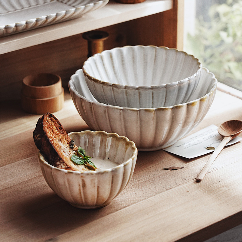 Plato de crisantemo, horno japonés y coreano, plato de cerámica esmaltado, platos de platos, platos de sopa, platos de comida occidentales, platos de platos