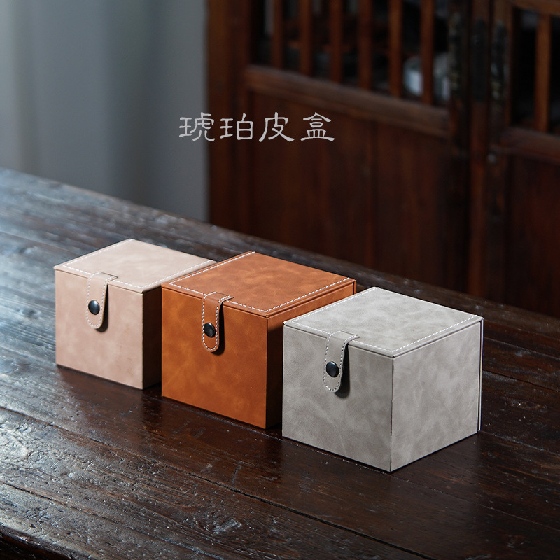 High-End Pu Leather Packaging Box for Purple Clay Teapots, Porcelain Cups, Master Cups, and Gift Packaging, Can Be Printed with Logo High-End Pu Leather Packaging Box for Purple Clay Teapots, Porcelain Cups, Master Cups, and Gift Packaging, Can Be Printed with Logo