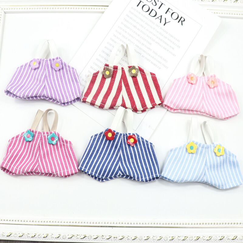 New Plaid Fabric Blind Box Plush Doll Clothes Pants Keychain Sitting Party Dress Dress-Up Clothes